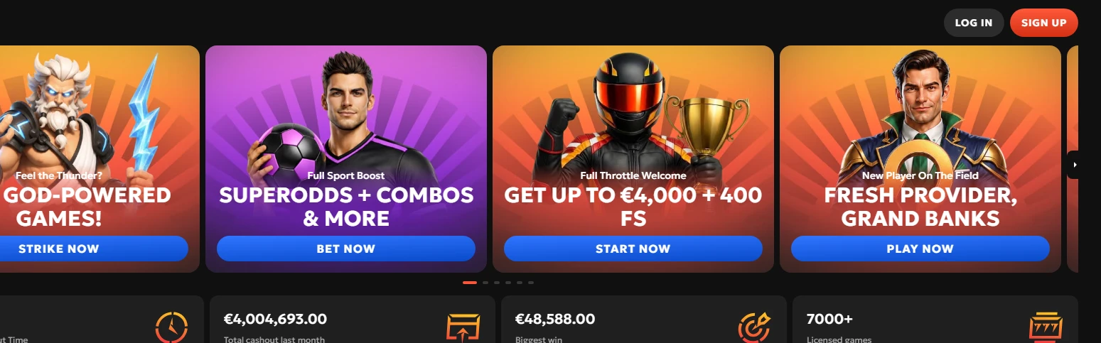 Ggxbet homepage bovenkant met aanmeldingsformulier en welkomstbericht voor nieuwe spelers